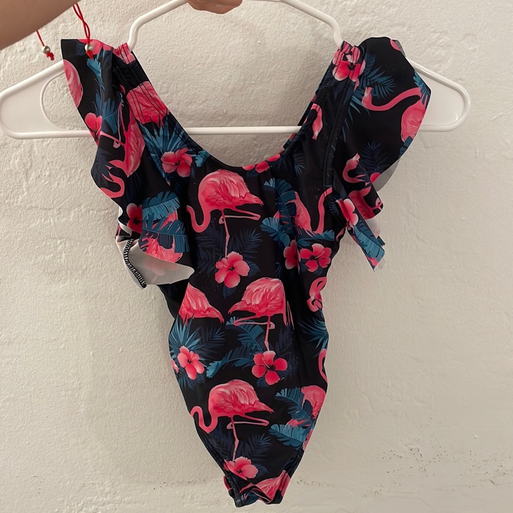 Toddler girl tropical print one piece Swimsuit